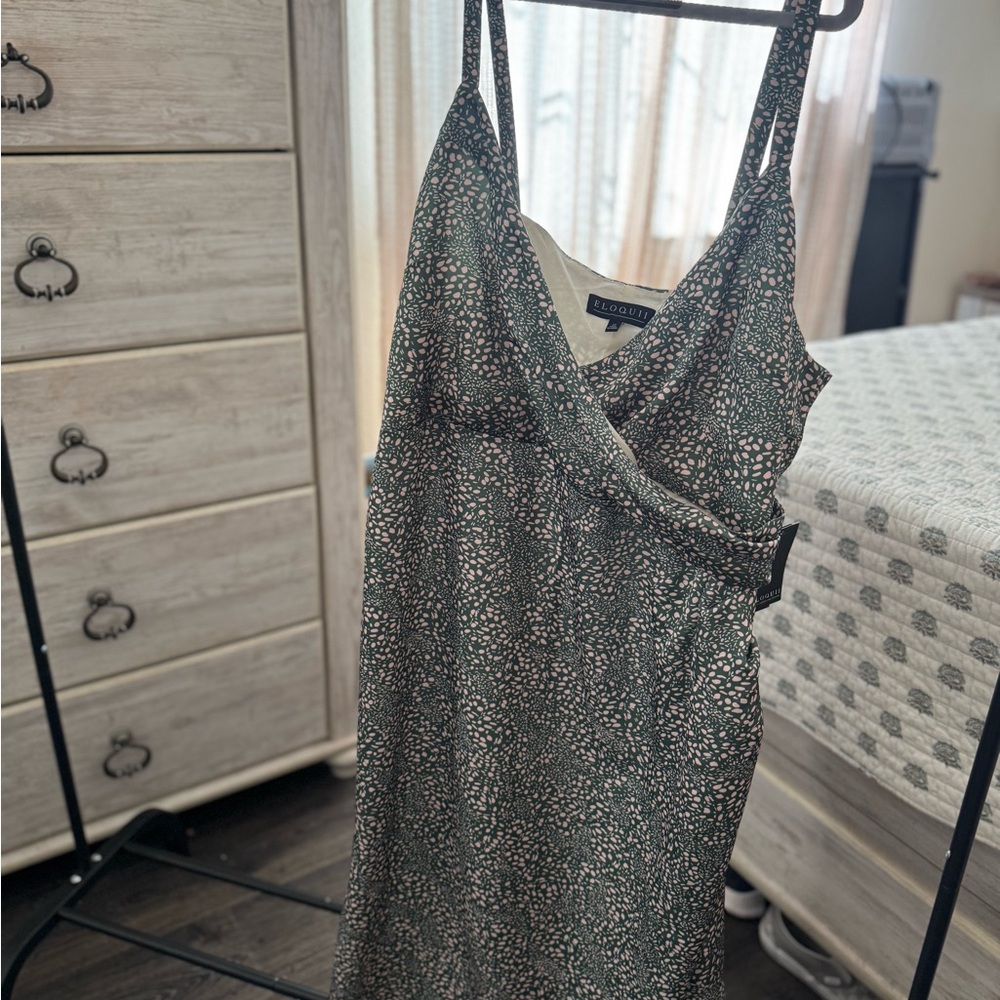 Eloquii Green and Pink Patterned Dress